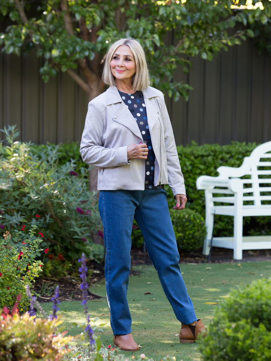 Faux suede fully lined crop jacket #9551 Silver