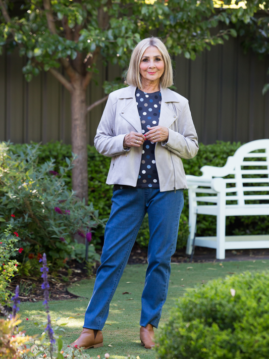 Faux suede fully lined crop jacket #9551 Silver