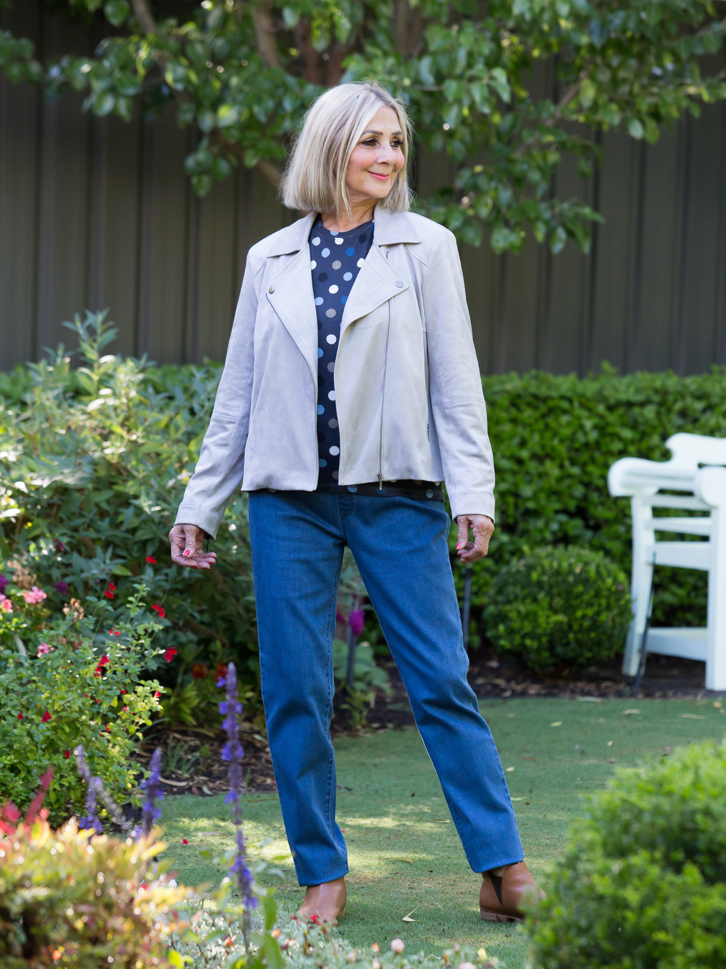Faux suede fully lined crop jacket #9551 Silver