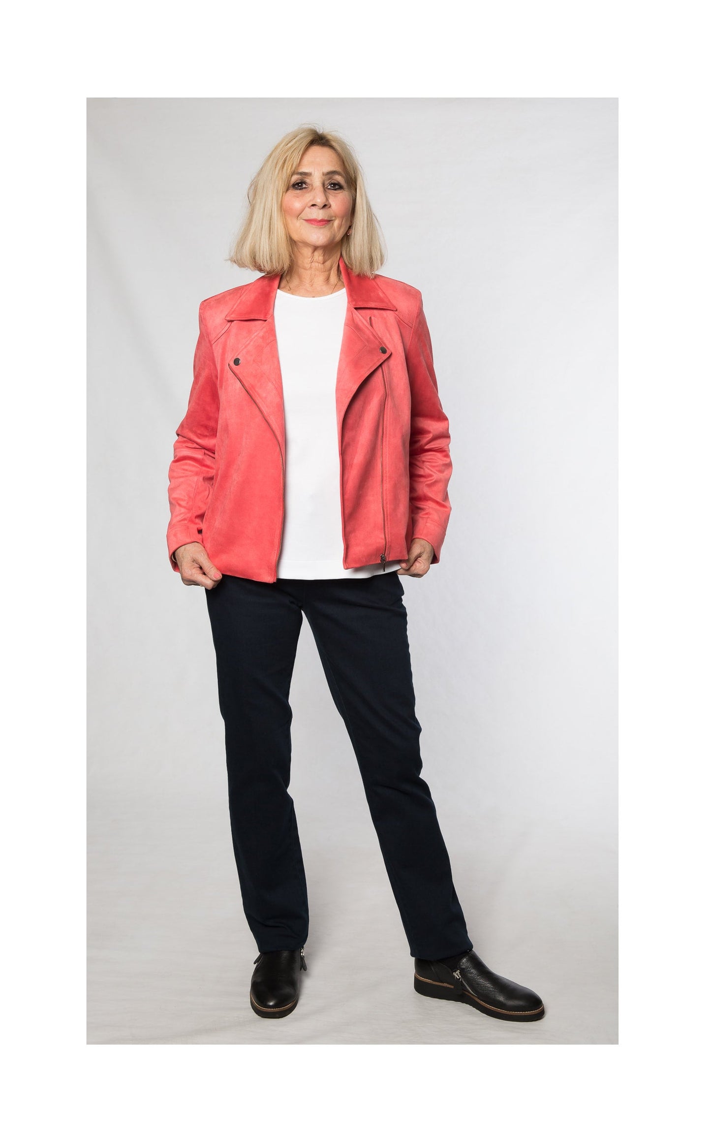 Faux suede lined crop jacket #9551 French Rose