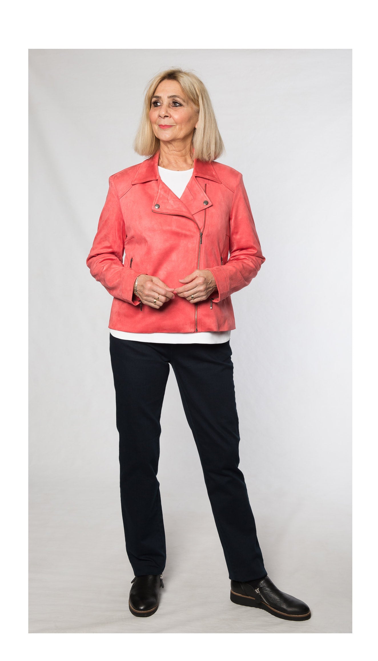 Faux suede lined crop jacket #9551 French Rose