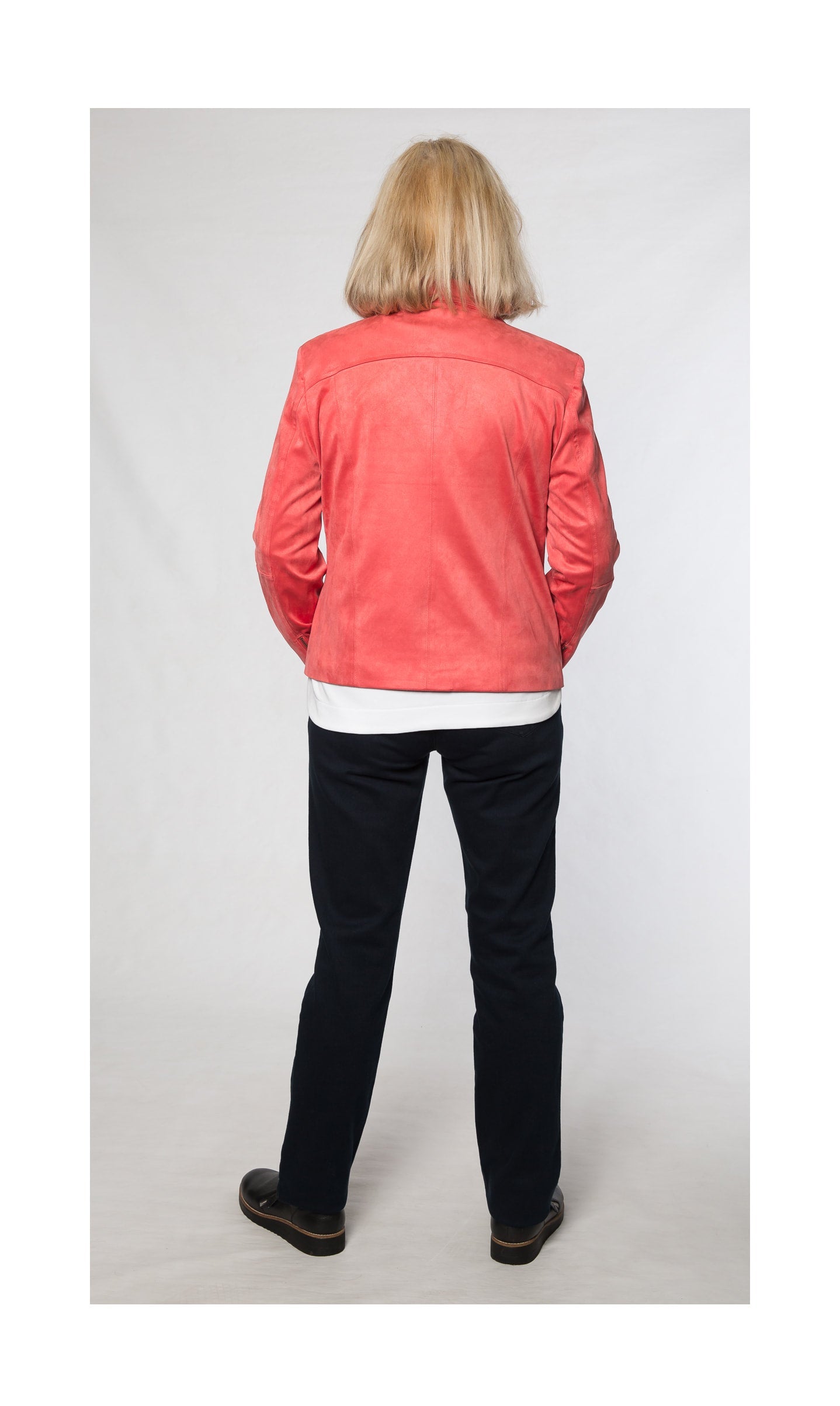 Faux suede lined crop jacket #9551 French Rose