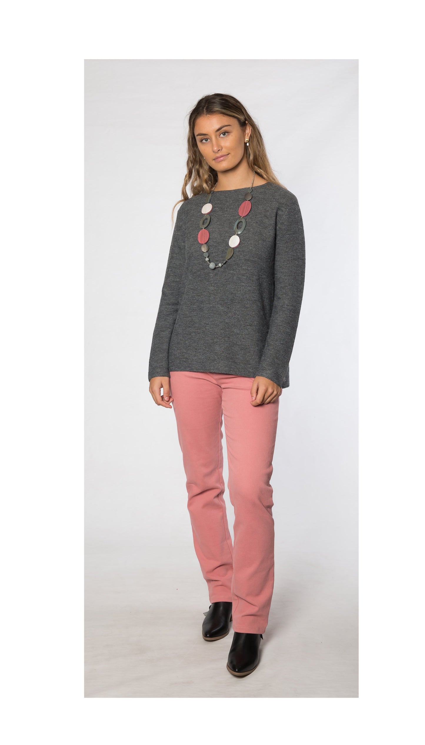 Stretch cotton 5 pocket jean #6945 Pink
