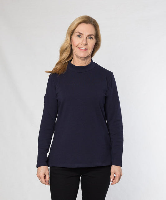 Mock Turtle neck stretch cotton plain skivvy #226 Navy