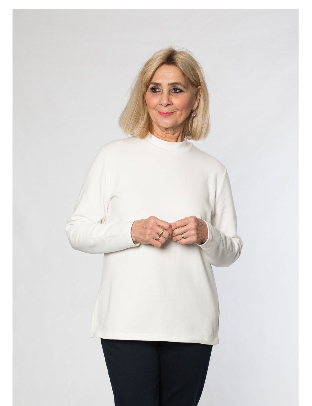 Mock Turtle stretch cotton plain skivvy #226 White