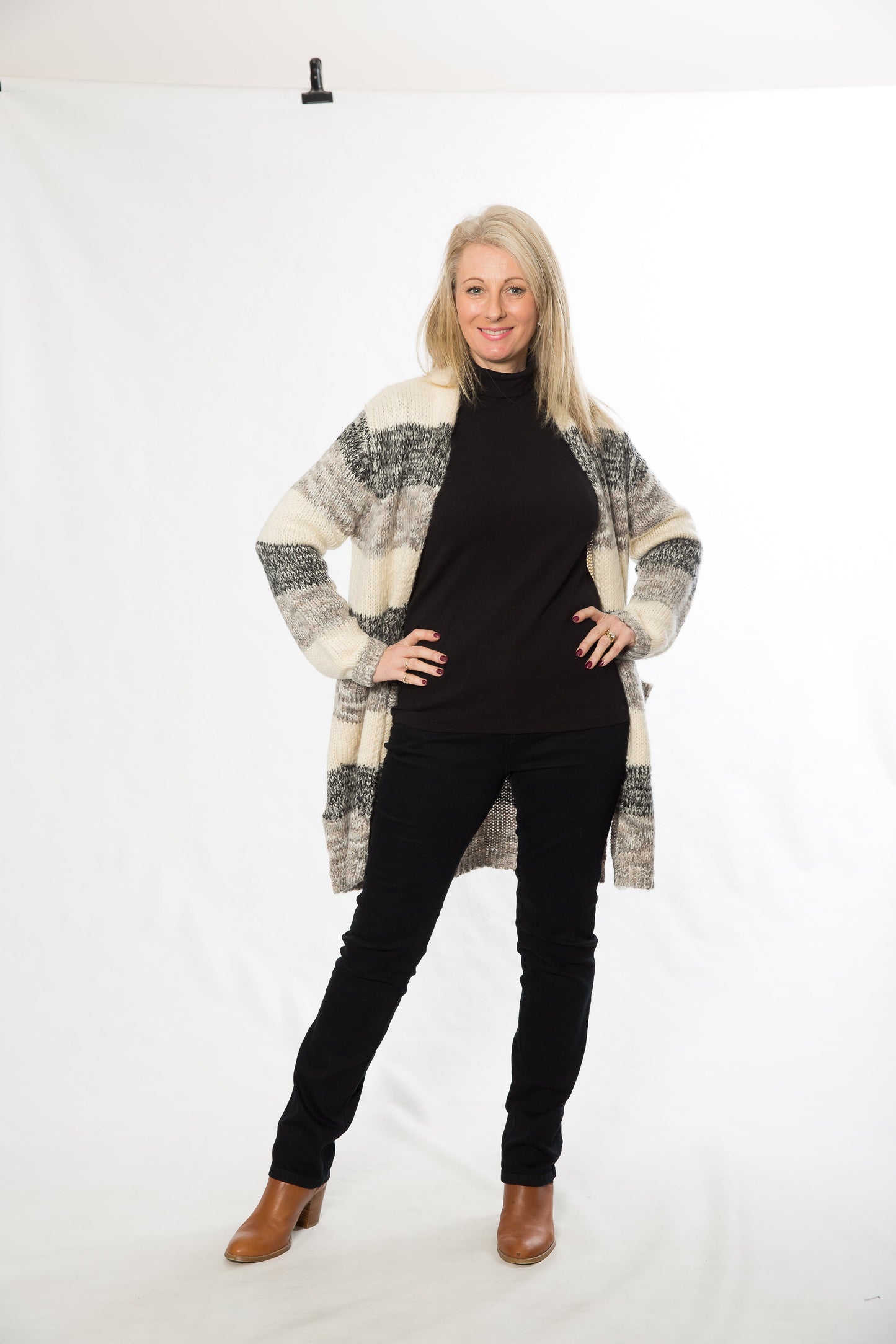 Long sleeve stretch cotton ribbed turtle neck top #227 Black