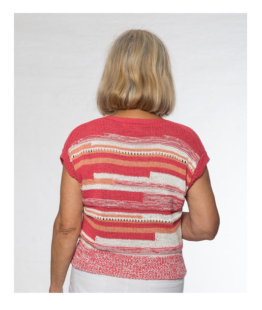 Tape yarn cotton blend drop shoulder knit #5021 Pink