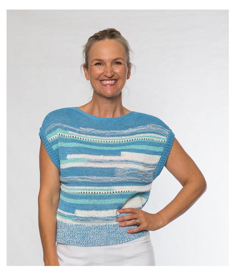 Tape yarn cotton blend drop shoulder knit #5021 Blue