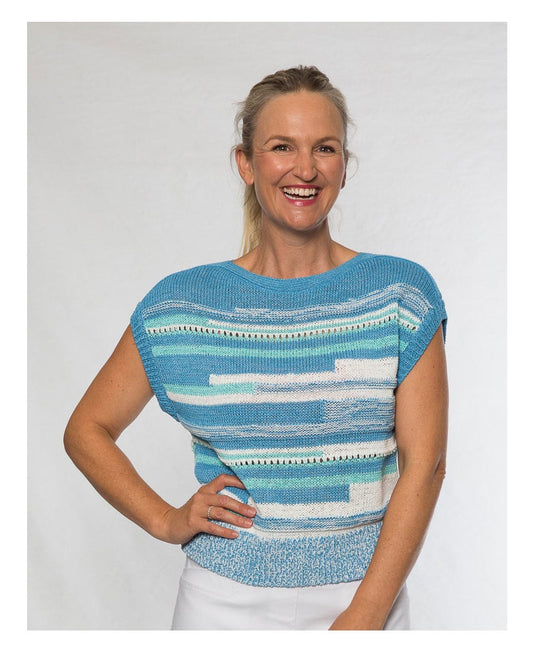 Tape yarn cotton blend drop shoulder knit #5021 Blue