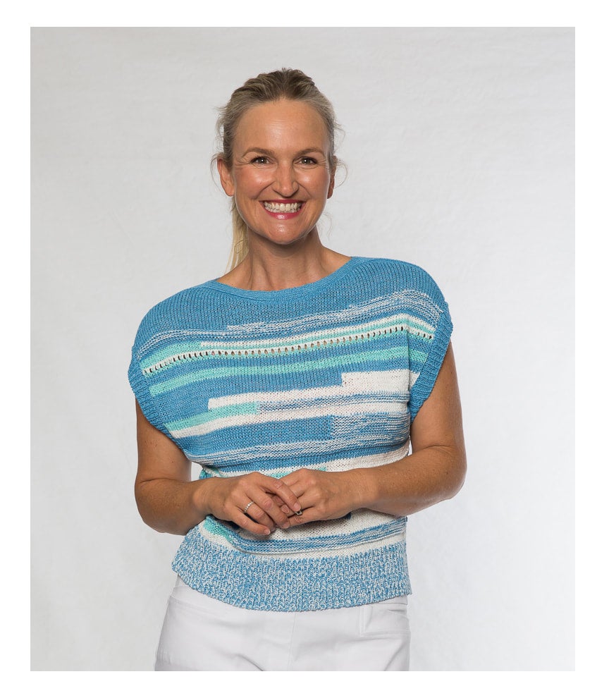 Tape yarn cotton blend drop shoulder knit #5021 Blue