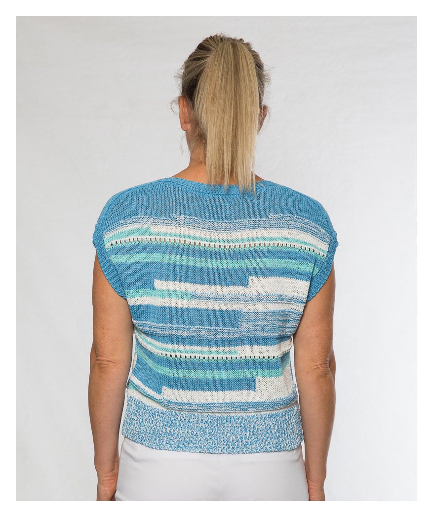 Tape yarn cotton blend drop shoulder knit #5021 Blue
