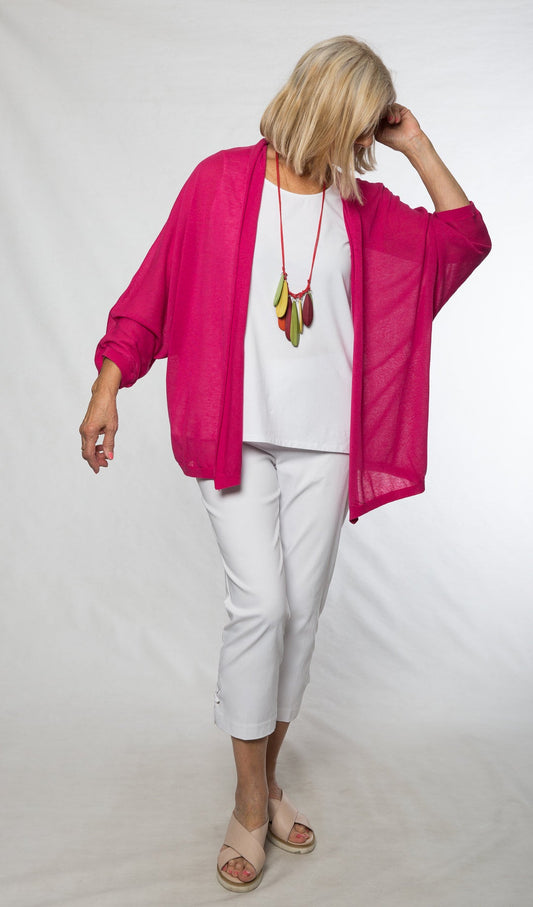 3/4 sleeve linen blend shrug #5169 Rose