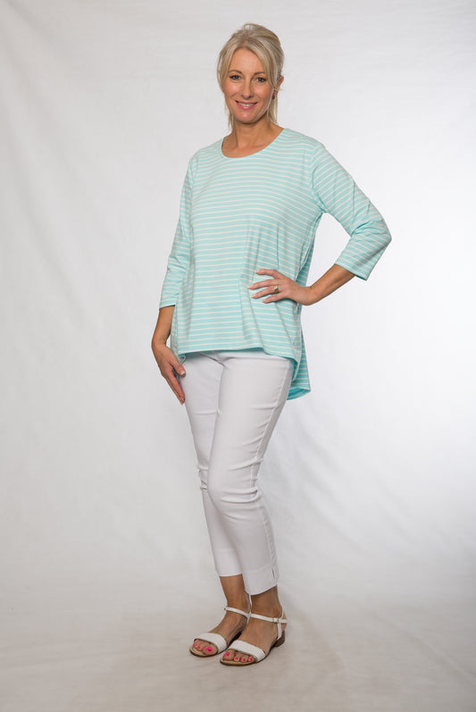 Stretch cotton stripe swing top #170 Green