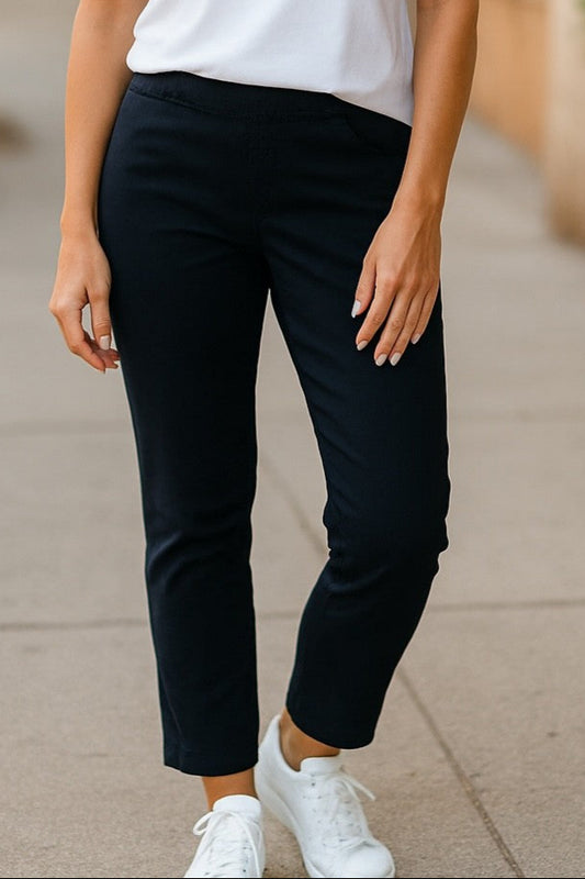 Stretch cotton crop capri pant #6088 Black