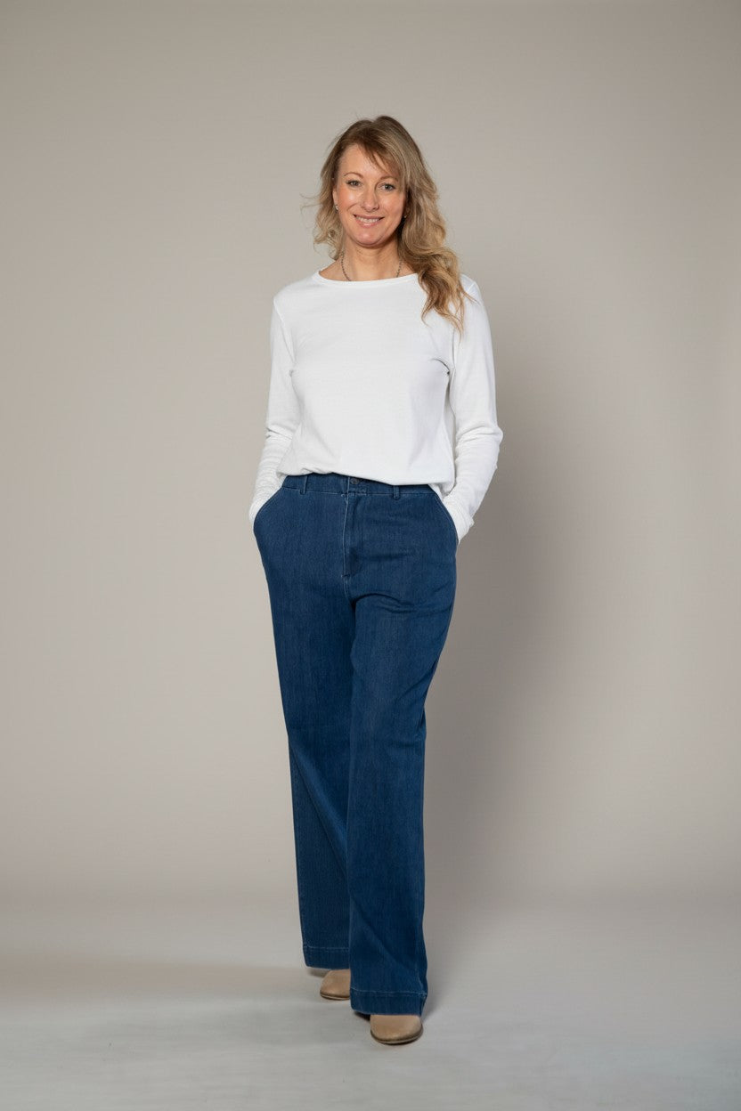 Stretch denim wide leg jean #6780