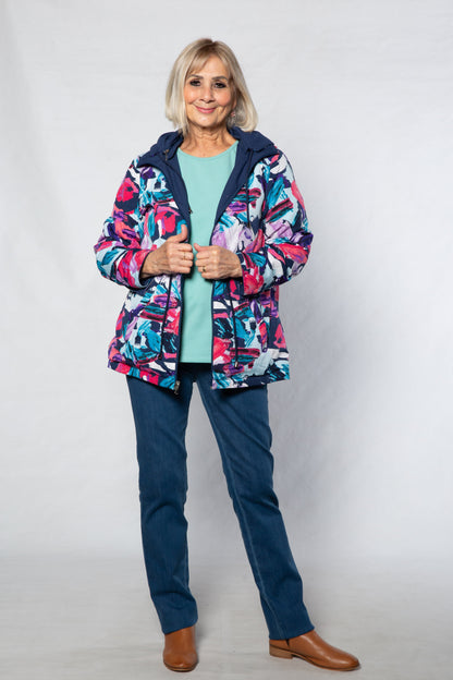 Reversible hooded jacket #9560 - PINK/NAVY