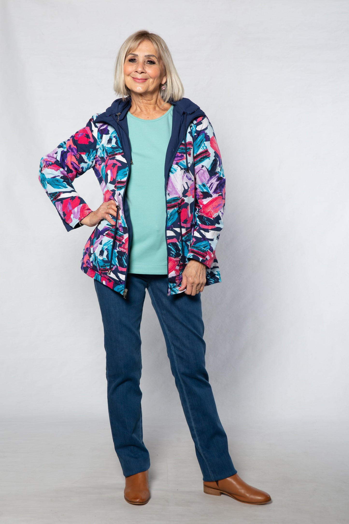 Reversible hooded jacket #9560 - PINK/NAVY