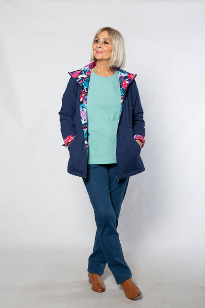 Reversible hooded jacket #9560 - PINK/NAVY