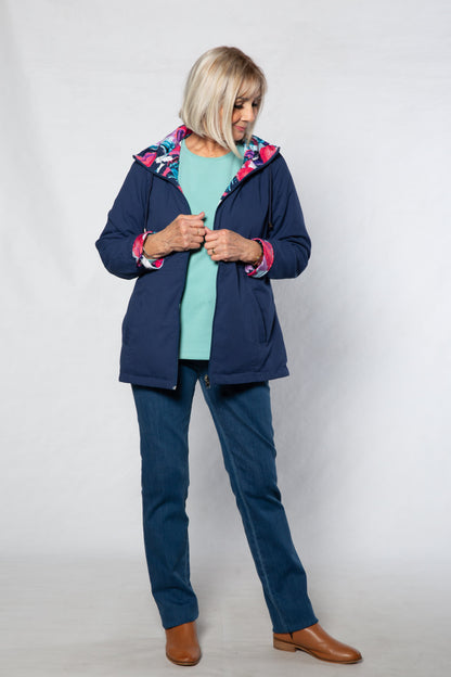 Reversible hooded jacket #9560 - PINK/NAVY