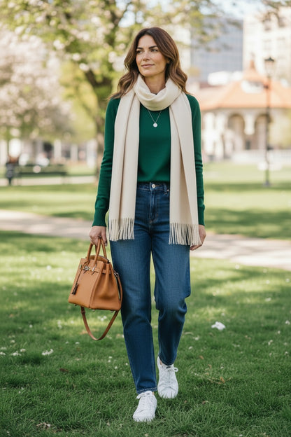 Pure Cotton Long Sleeve Crew Neck Top #108 Emerald