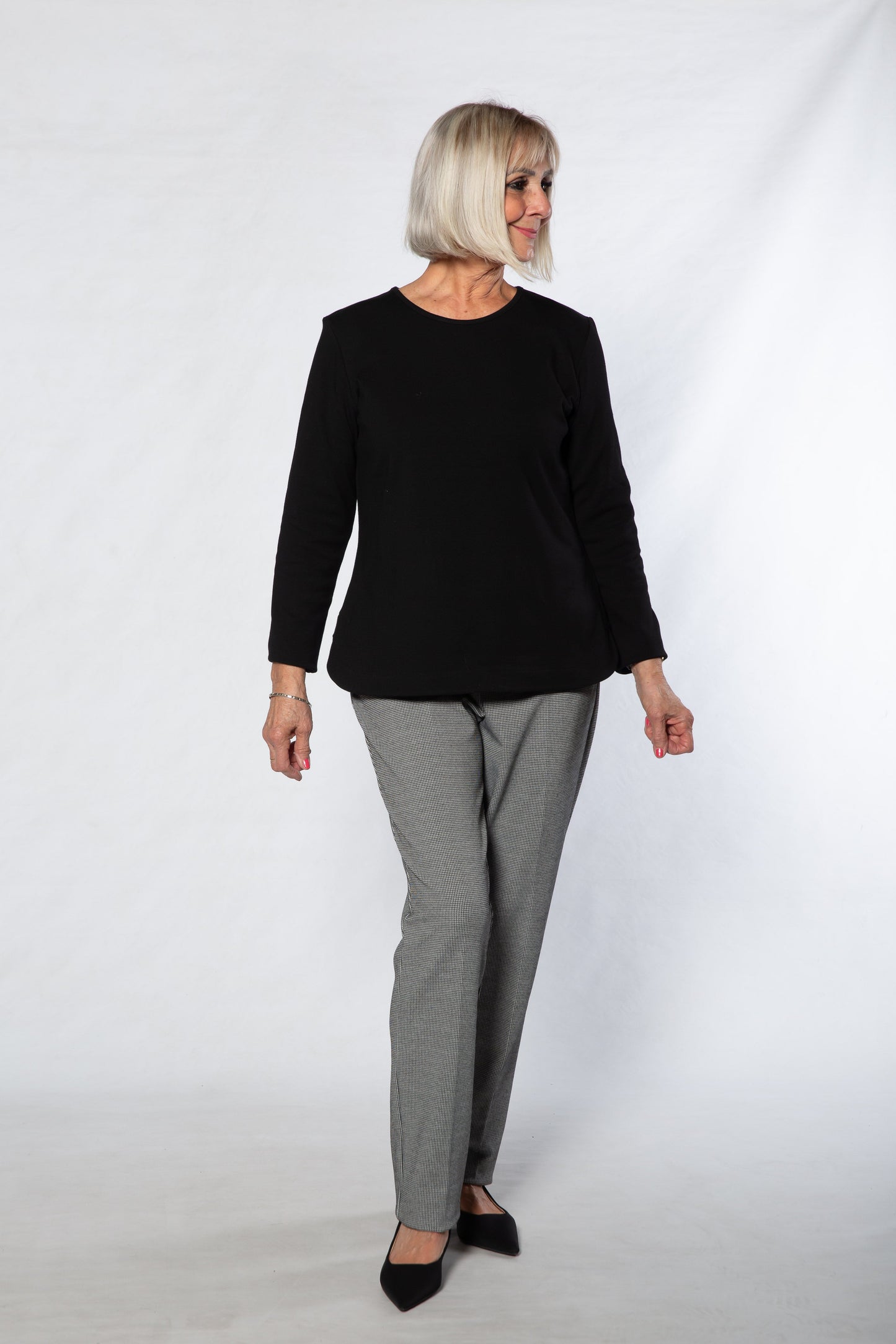Pure Cotton Long Sleeve Crew Neck Top – #108 Black