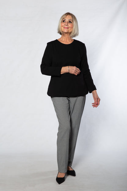 Straight leg pull-on houndstooth weave Capri Pant #6157 HOUNDSTOOTH