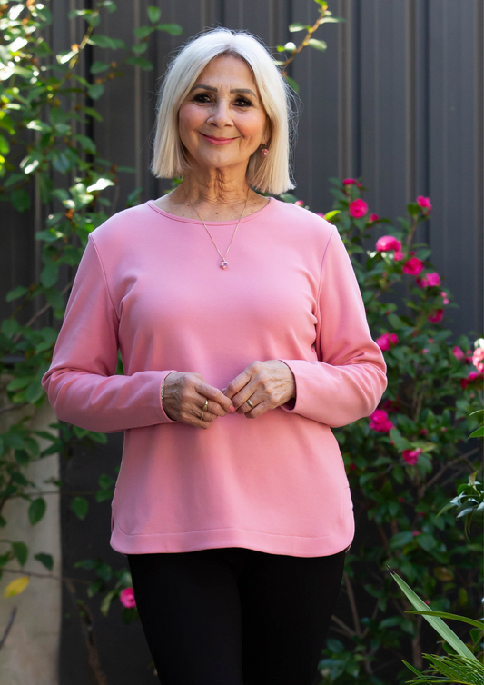 Long sleeve stretch cotton crew neck top #108