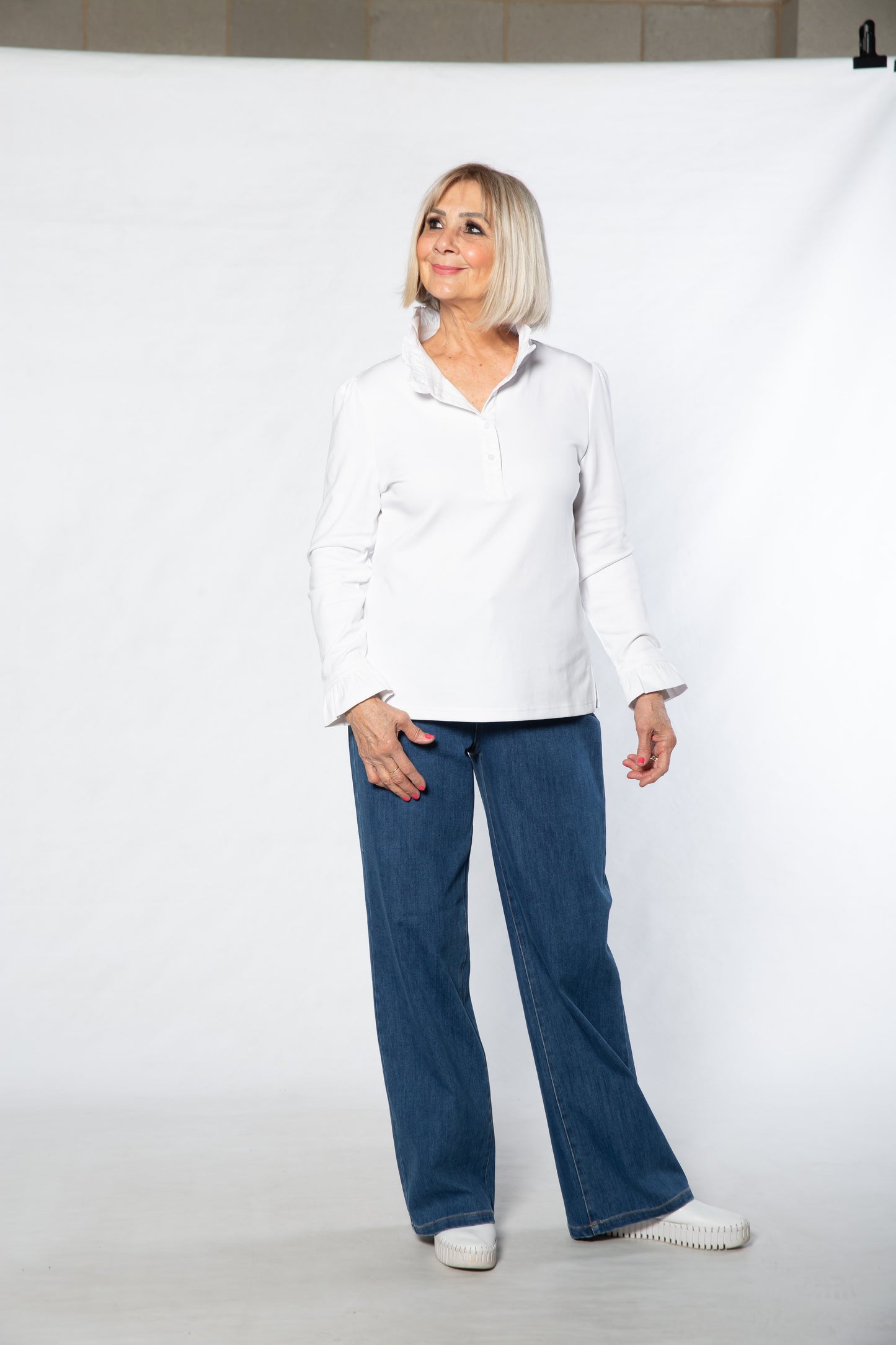 Stretch denim wide leg jean #6738 STONEWASH