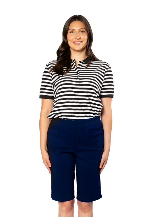 Pull on bengaline knee length short #6255 Navy