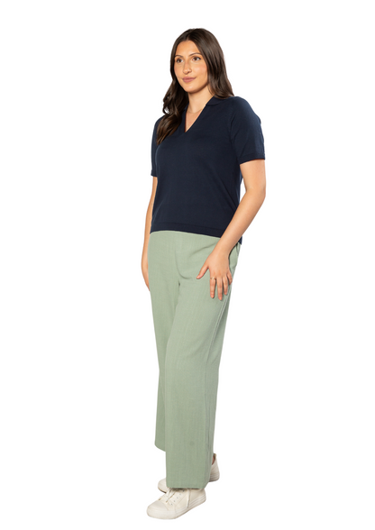 100% Cotton Johnny Collar Summer Knit Polo Top #5001 - Teal