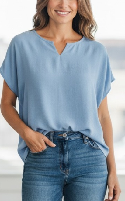 Four women wearing different colored tops with text indicating 'Summer 2026 Tops' and product details.