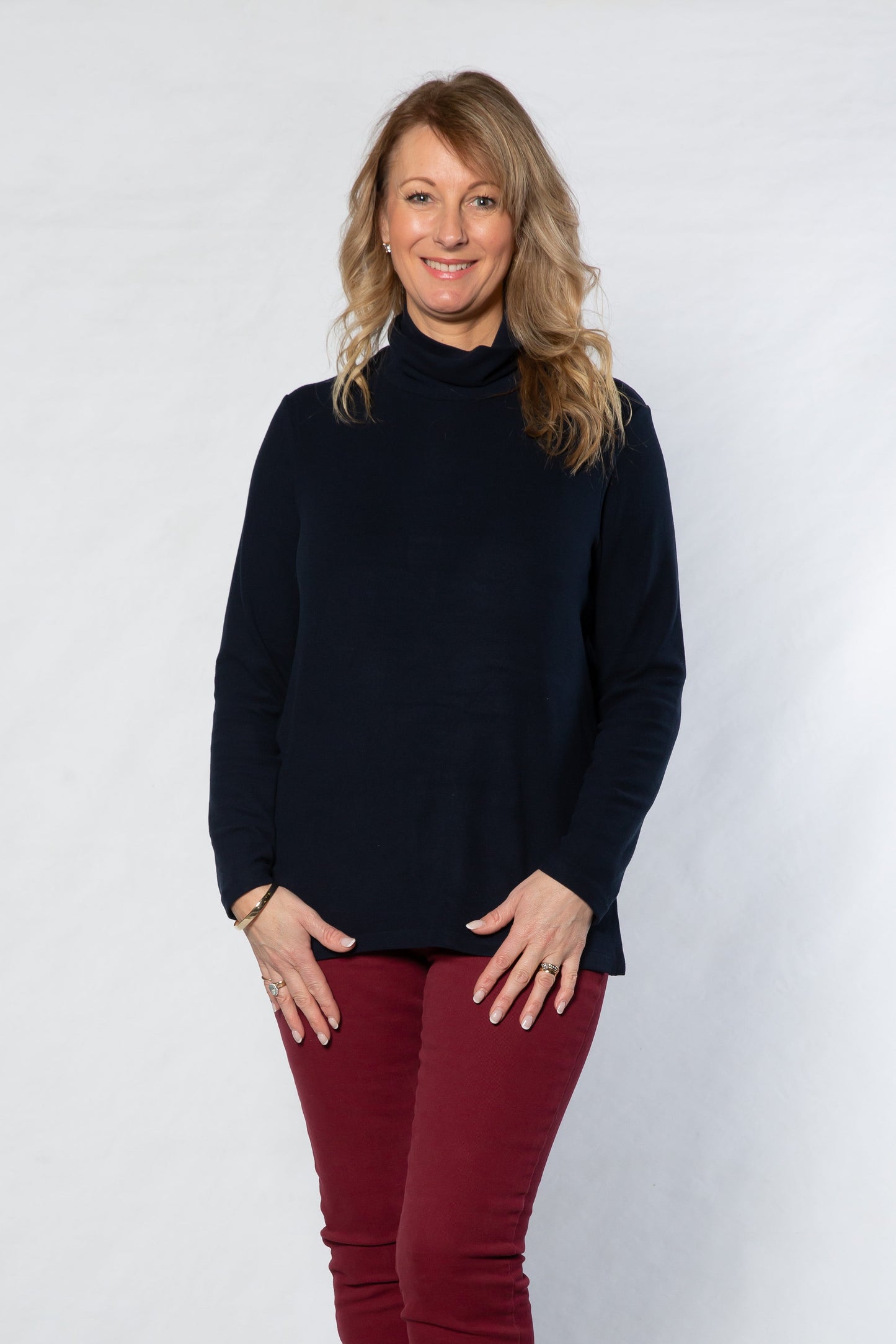 Peach Finish Roll Neck Long Sleeve Skivvy Top #223 Black