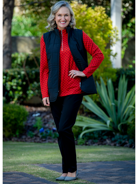 Quilted vest with detail stitching at waist #2412 Navy