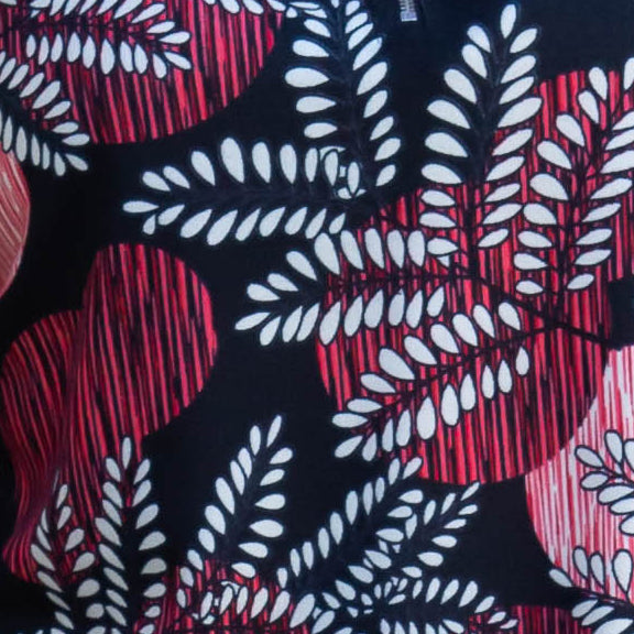 Printed Half Zip Soft Jersey Top #241 Red/Black