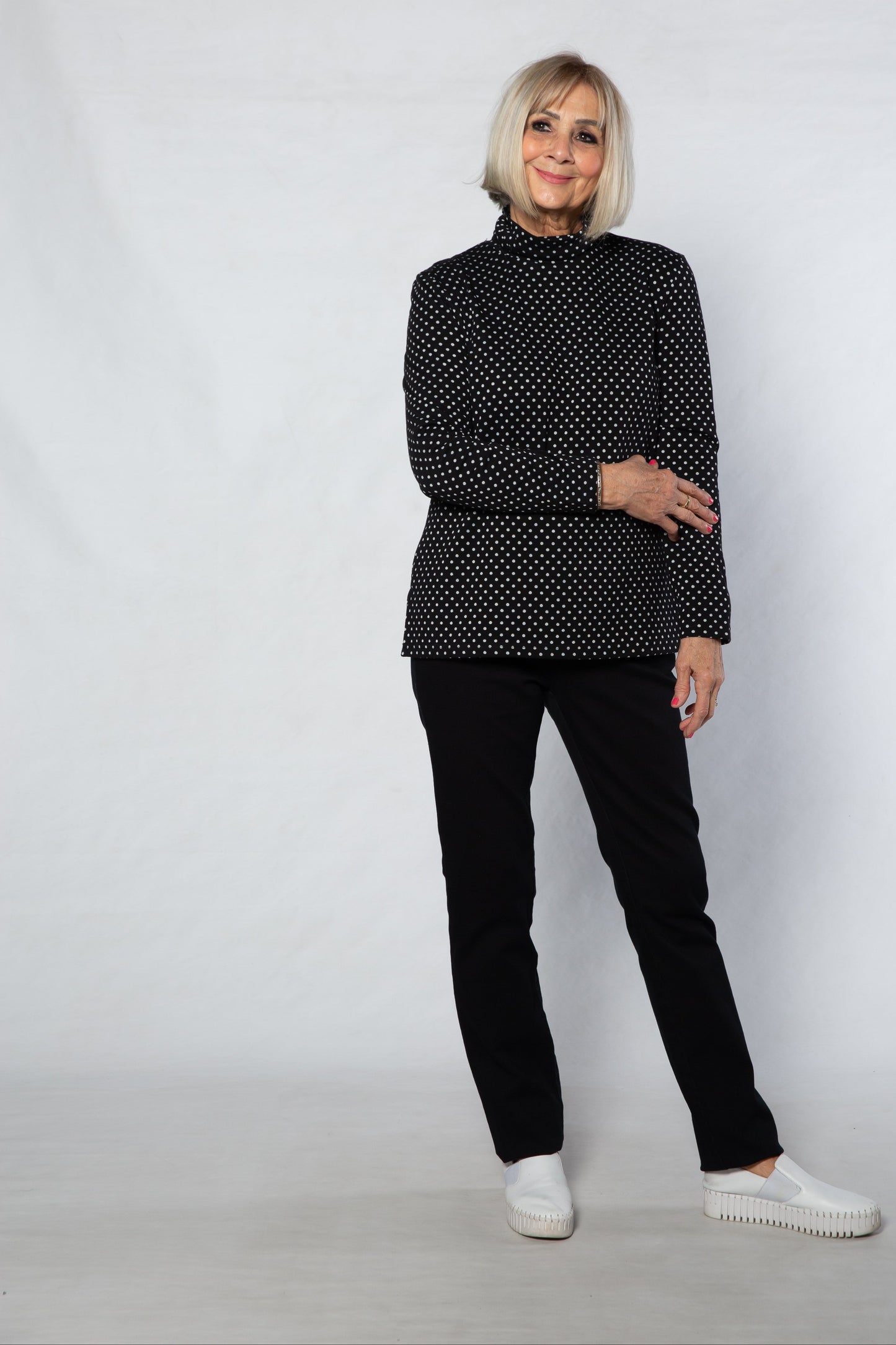 Mock Turtle spot cotton blend skivvy #244 Black/White