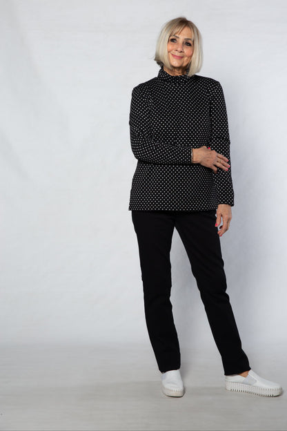 Mock Turtle spot cotton blend skivvy #244 Black/White