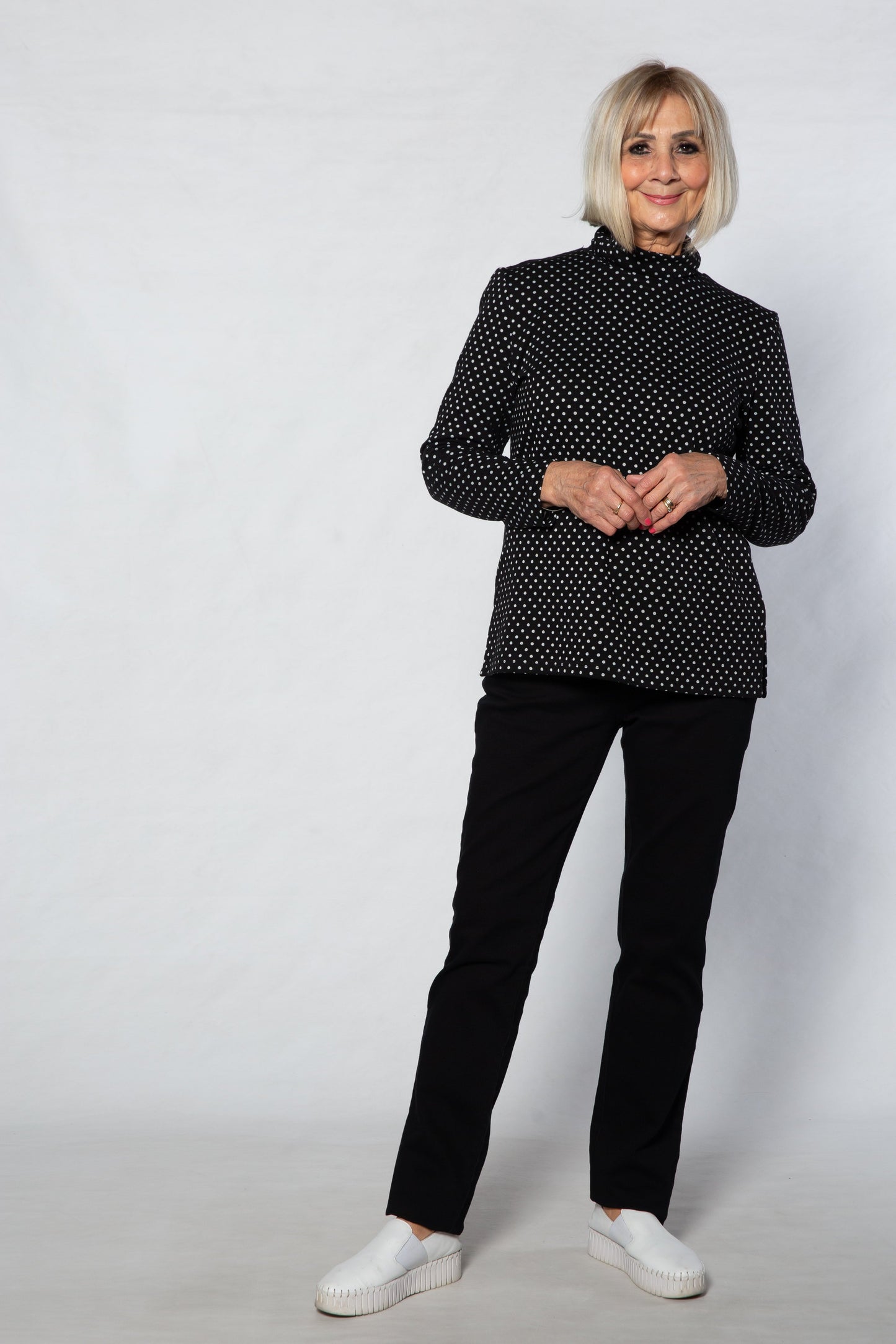 Mock Turtle spot cotton blend skivvy #244 Black/White