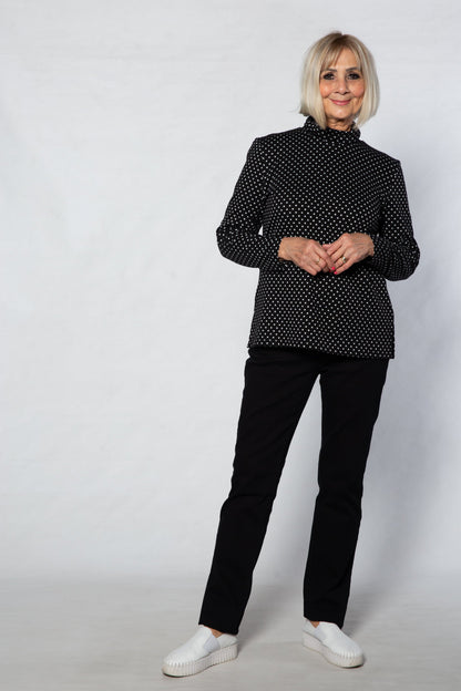 Mock Turtle spot cotton blend skivvy #244 Black/White
