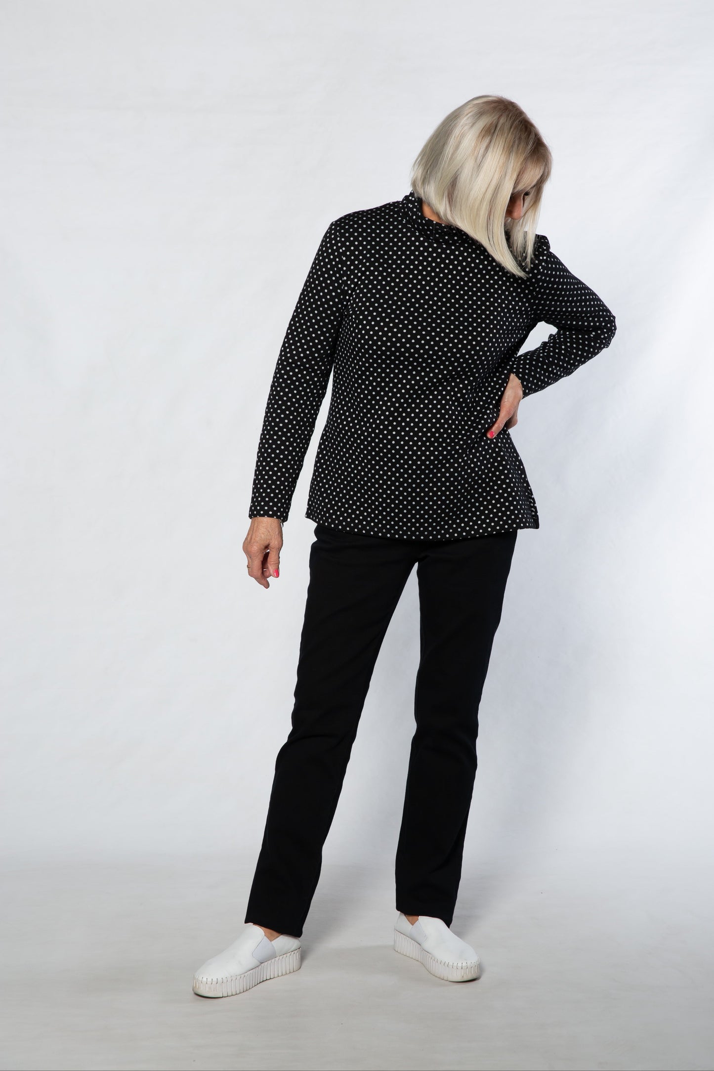 Mock Turtle spot cotton blend skivvy #244 Black/White