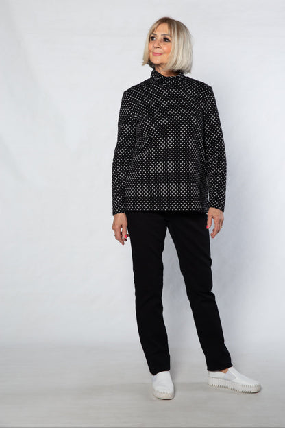 Mock Turtle spot cotton blend skivvy #244 Black/White