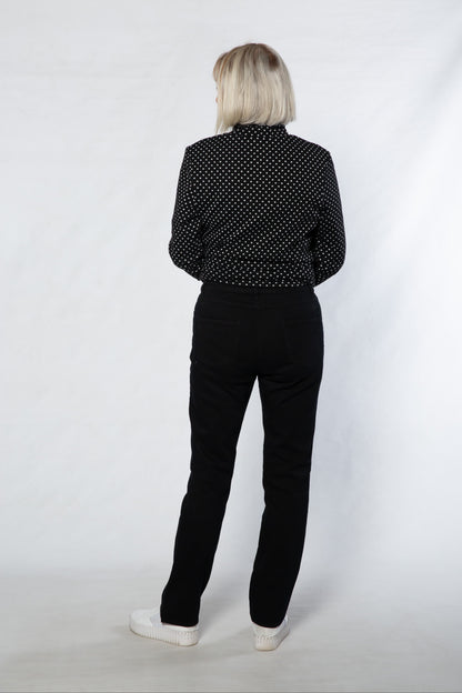 Mock Turtle spot cotton blend skivvy #244 Black/White