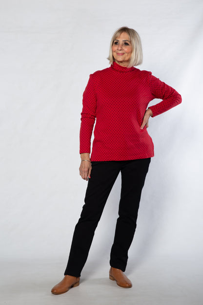 Mock Turtle spot cotton blend skivvy #244 Red/Black