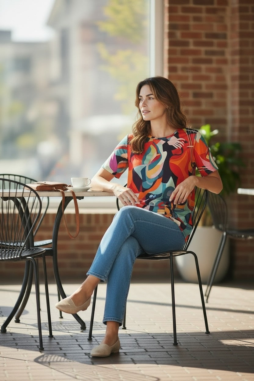 Printed Short Sleeve Rayon Top – Style #258