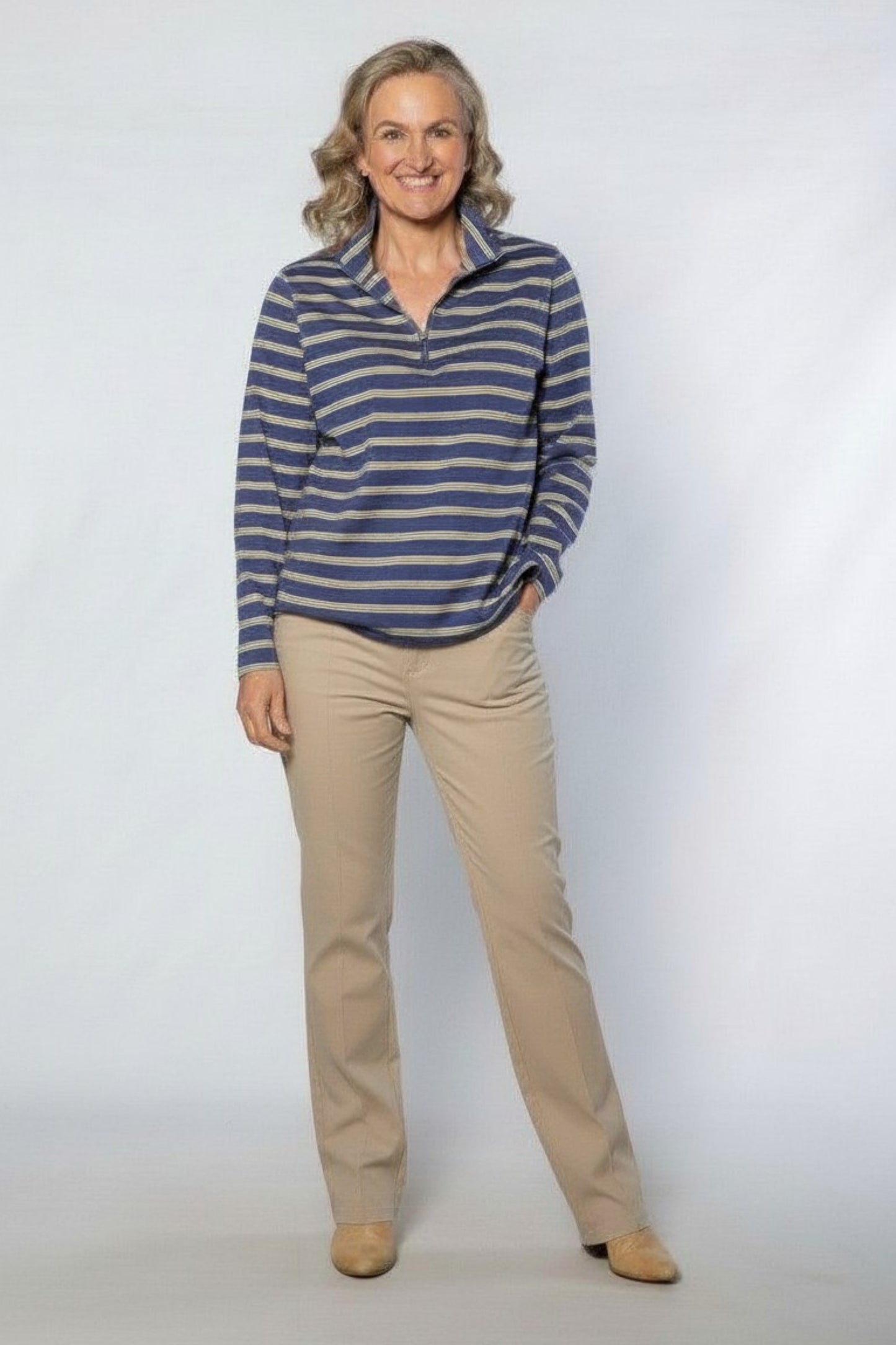 Straight leg 5pkt stretch denim jean #6945 LATTE