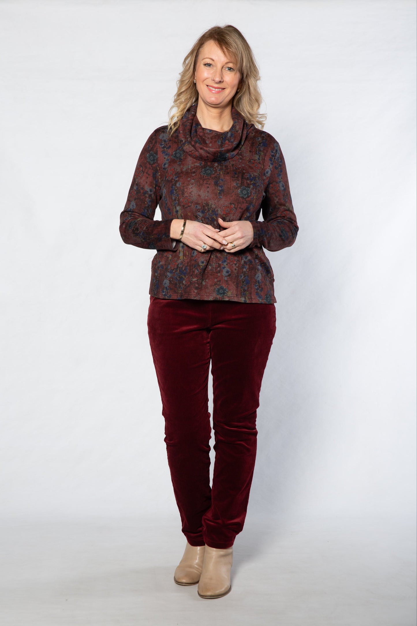Cowl neck floral print top #324 Shiraz