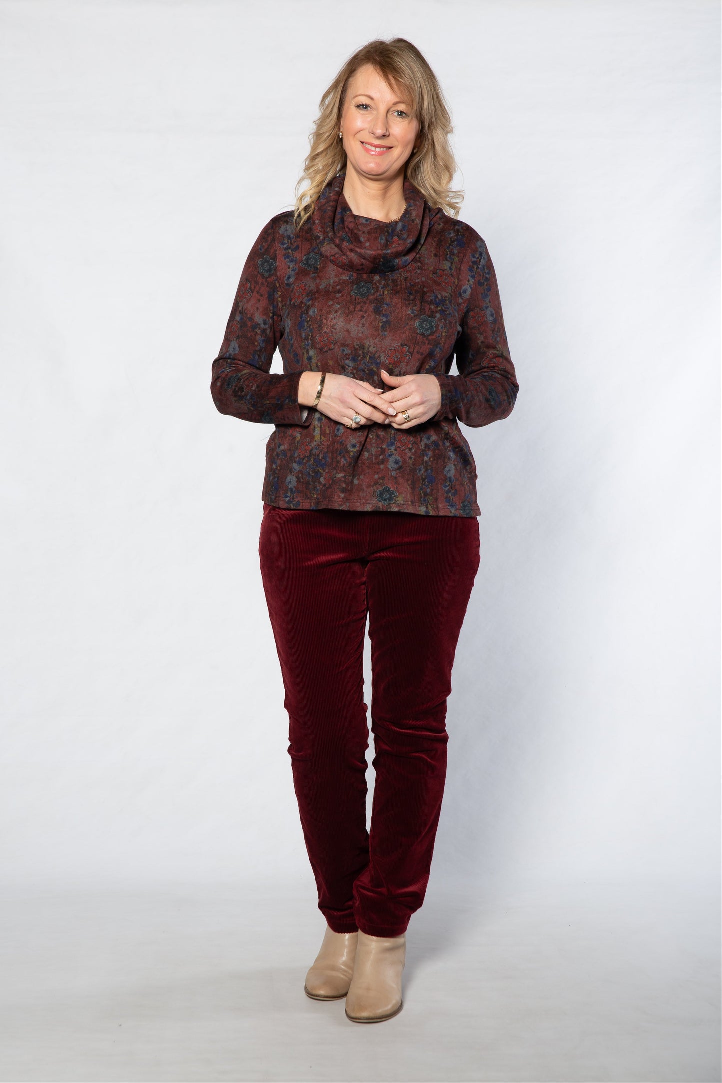 Two way stretch cord pull on pant with patch pockets #6007 Shiraz