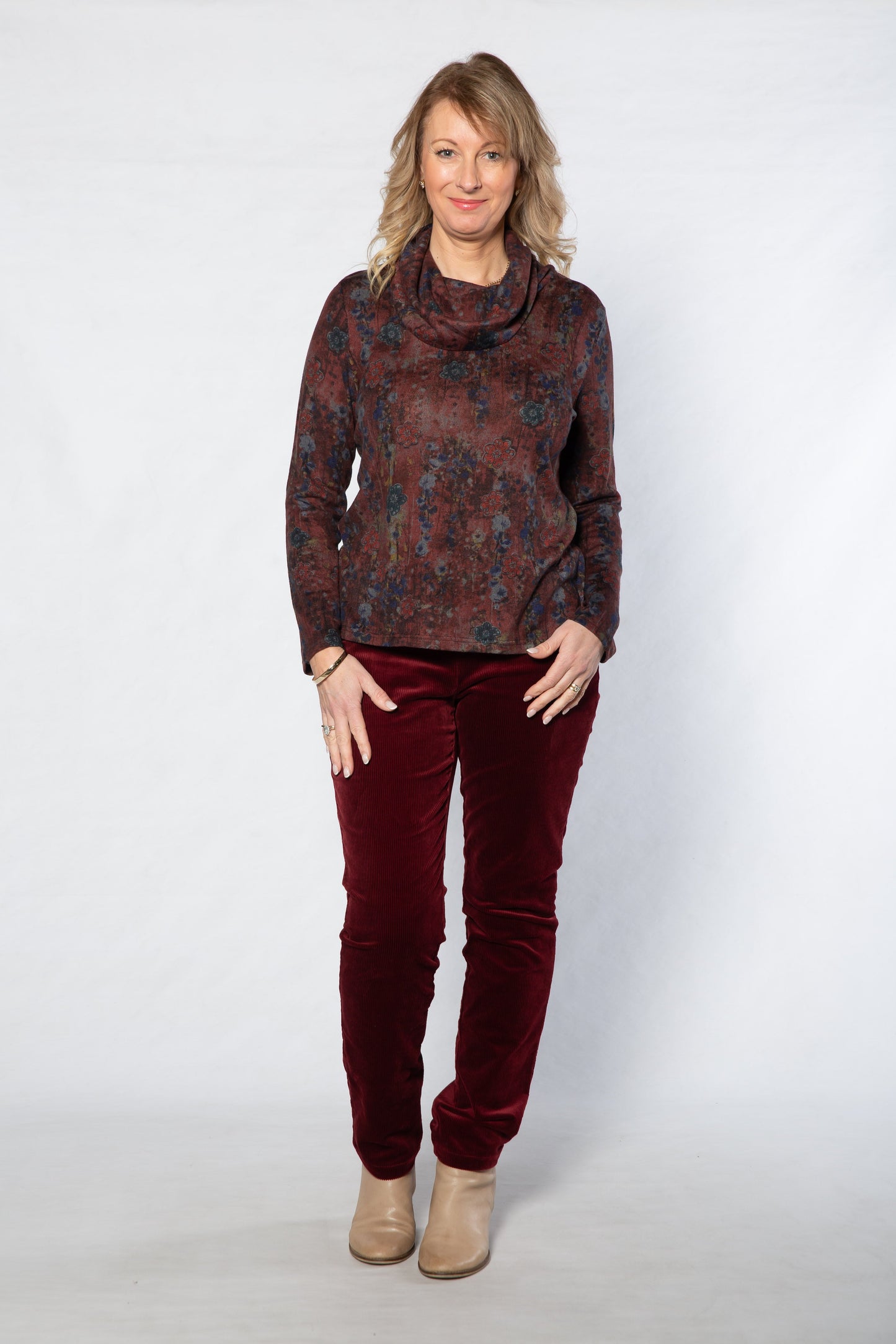 Two way stretch cord pull on pant with patch pockets #6007 Shiraz
