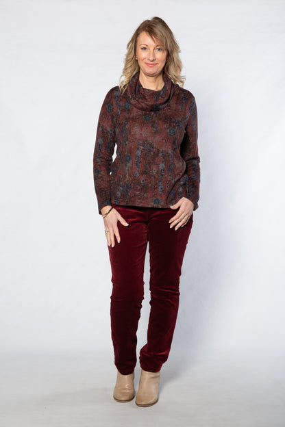 Two way stretch cord pull on pant with patch pockets #6007 Shiraz