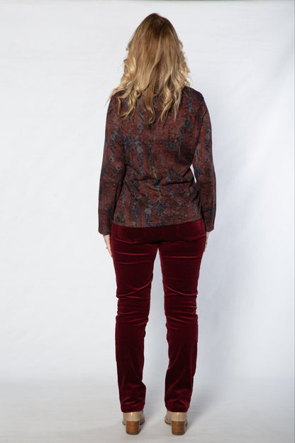 Two way stretch cord pull on pant with patch pockets #6007 Shiraz