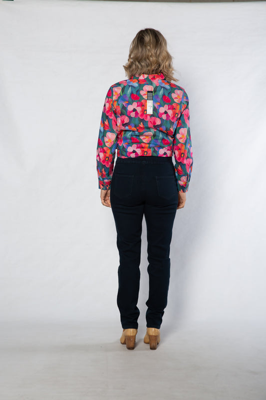 Long sleeve flower garden print shirt #3285